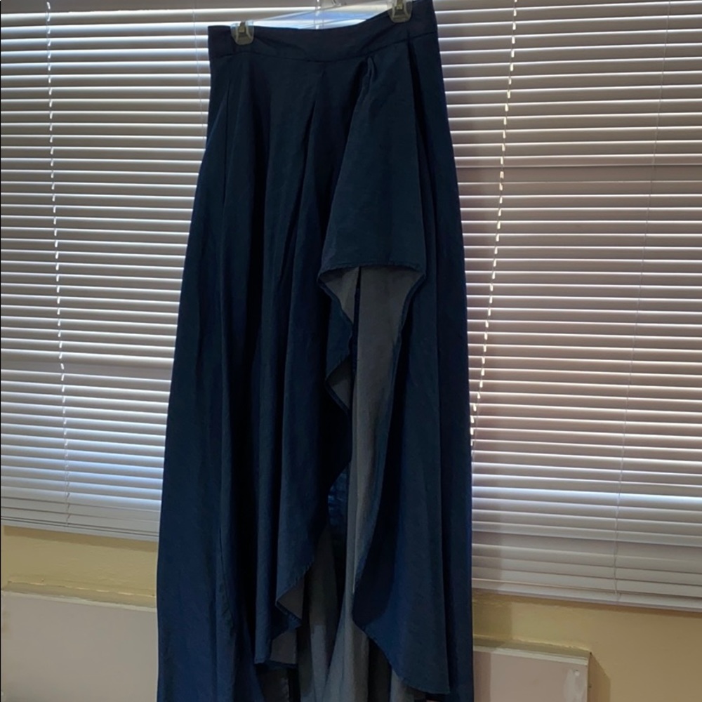 DENIM ASYMMETRICAL SKIRT LONG